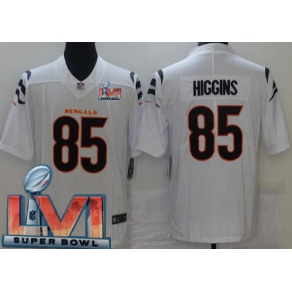 Men's Cincinnati Bengals #85 Tee Higgins Limited White 2022 Super Bowl LVI Bound Vapor Jersey