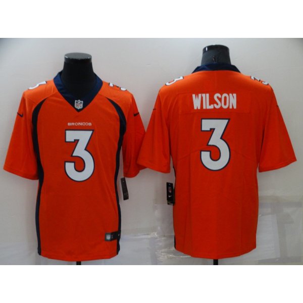 Men's Denver Broncos #3 Russell Wilson Orange Vapor Untouchable Limited Stitched Jersey