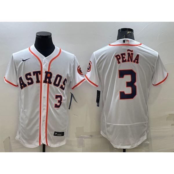 Men's Houston Astros #3 Jeremy Pena White Stitched MLB Flex Base Nike Jersey