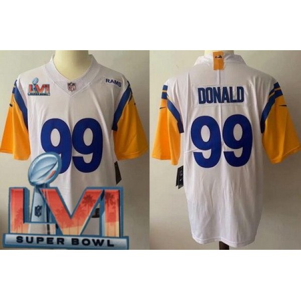 Men's Los Angeles Rams #99 Aaron Donald Limited White Alternate 2022 Super Bowl LVI Bound Vapor Jersey