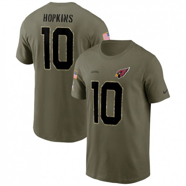 Men's Arizona Cardinals #10 DeAndre Hopkins 2022 Olive Salute to Service T-Shirt