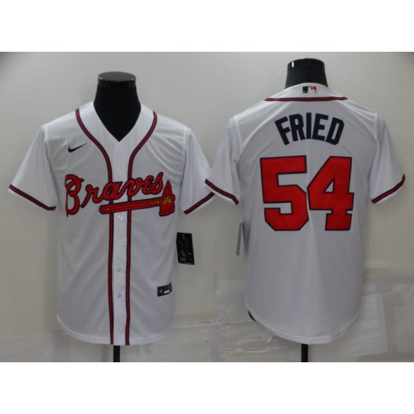 Men's Atlanta Braves #54 Max Fried White Stitched MLB Cool Base Nike Jersey