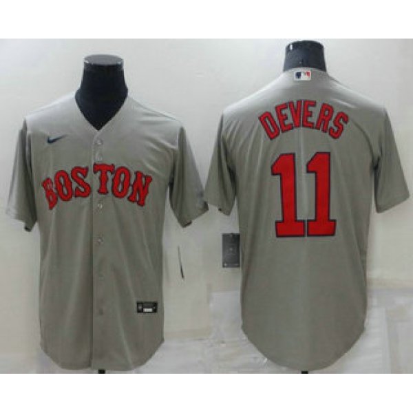 Men's Boston Red Sox #11 Rafael Devers Grey New Cool Base Stitched Nike Jersey