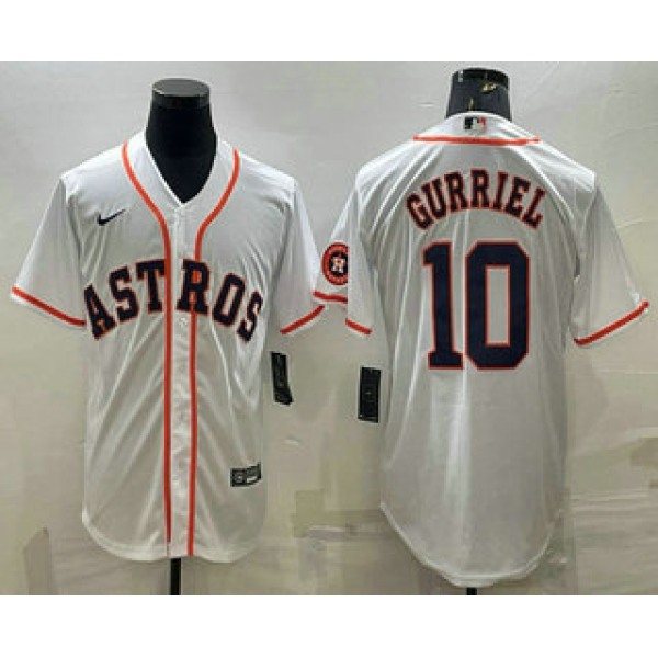 Men's Houston Astros #10 Yuli Gurriel White With Patch Stitched MLB Cool Base Nike Jersey