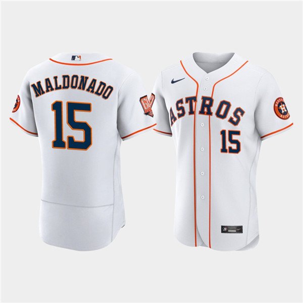 Men's Houston Astros #15 Martin Maldonado White 60th Anniversary Flex Base Stitched Baseball Jersey
