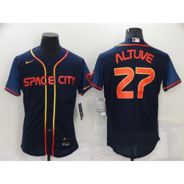 Men's Houston Astros #27 Jose Altuve 2022 Navy City Connect Flex Base Stitched Baseball Jersey