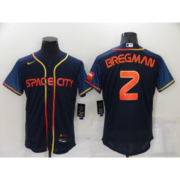 Men's Houston Astros #2 Alex Bregman 2022 Navy City Connect Flex Base Stitched Baseball Jersey