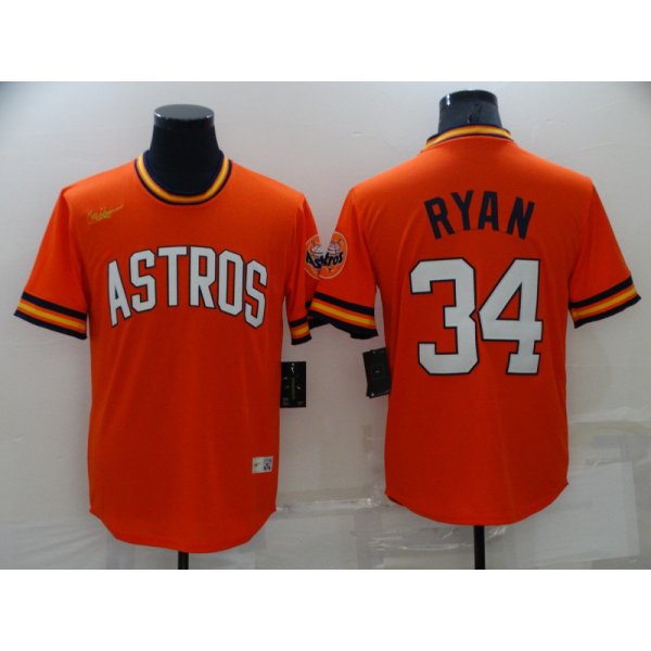Men's Houston Astros #34 Nolan Ryan Orange Cooperstown Collection Cool Base Stitched Nike Jersey