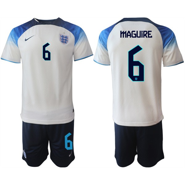 Mens England #6 Maguire White Home Soccer Jersey Suit