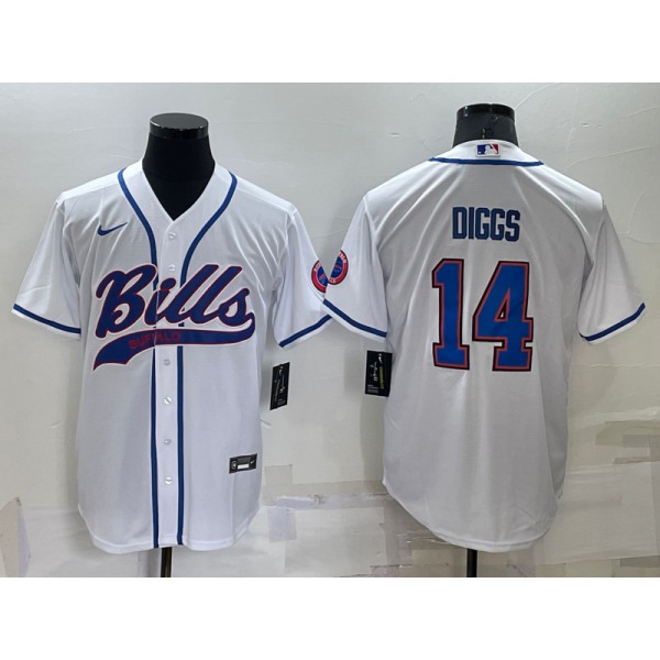 Men's Buffalo Bills #14 Stefon Diggs White Stitched Cool Base Nike Baseball Jersey