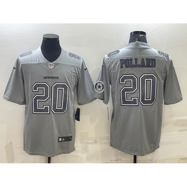 Men's Dallas Cowboys #20 Tony Pollard With Patch Gray Atmosphere Fashion Stitched Jersey