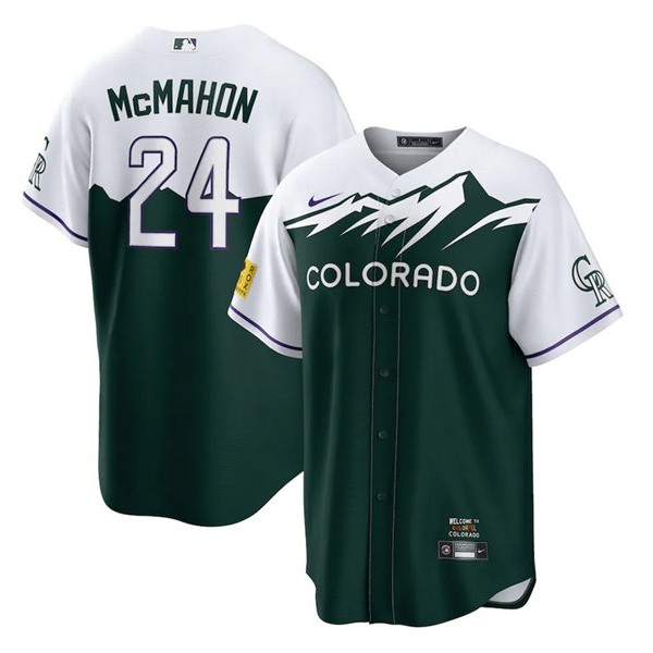 Men's Colorado Rockies #24 Ryan McMahon Green 2022 City Connect Cool Base Stitched Baseball Jersey