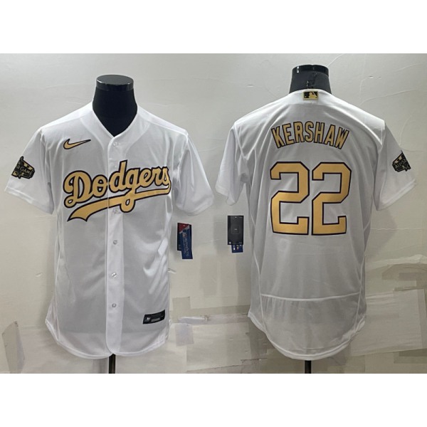 Men's Los Angeles Dodgers #22 Clayton Kershaw White 2022 All Star Stitched Flex Base Nike Jersey