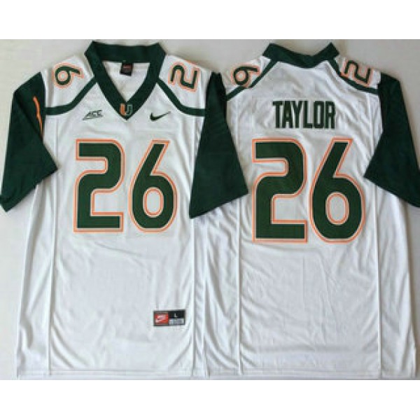 Men's Miami Hurricanes #26 Sean Taylor White Stitched NCAA Nike College Football Jersey
