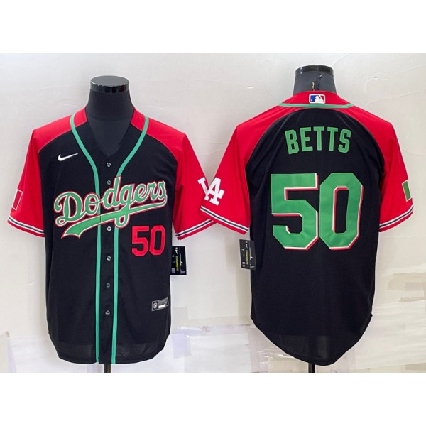 Men's Los Angeles Dodgers #50 Mookie Betts Number Black Mexican Heritage Culture Night Nike Jersey