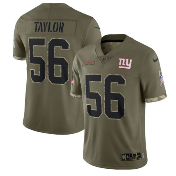 Men's New York Giants #56 Lawrence Taylor 2022 Olive Salute To Service Limited Stitched Jersey