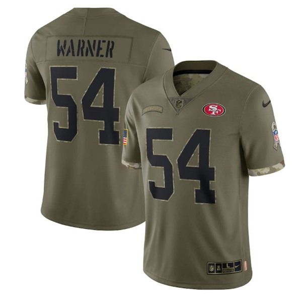 Men's San Francisco 49ers #54 Fred Warner 2022 Olive Salute To Service Limited Stitched Jersey