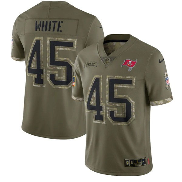 Men's Tampa Bay Buccaneers #45 Devin White 2022 Olive Salute To Service Limited Stitched Jersey