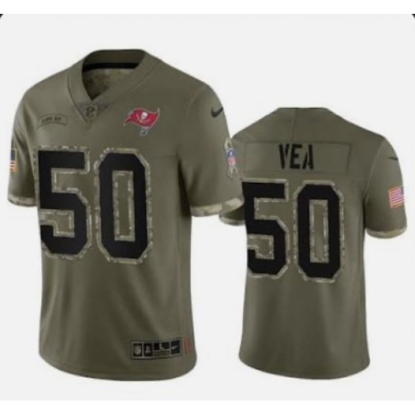 Men's Tampa Bay Buccaneers #50 Vita Vea 2022 Olive Salute To Service Limited Stitched Jersey