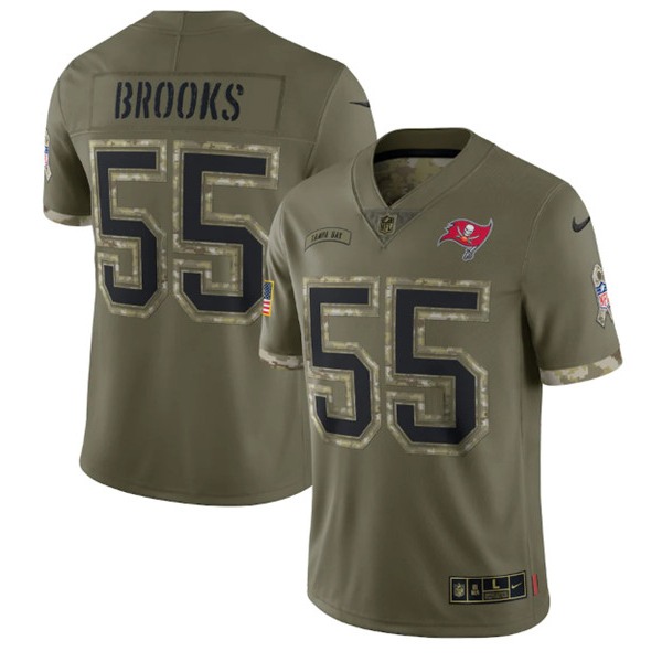 Men's Tampa Bay Buccaneers #55 Derrick Brooks 2022 Olive Salute To Service Limited Stitched Jersey