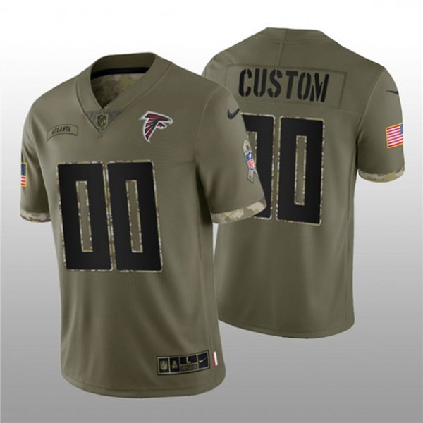 Men's Atlanta Falcons ACTIVE PLAYER Custom 2022 Olive Salute To Service Limited Stitched Jersey