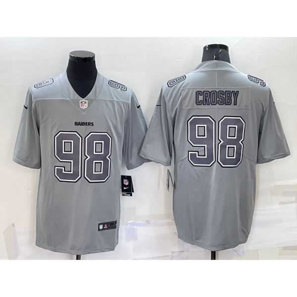 Men's Las Vegas Raiders #98 Maxx Crosby Grey Atmosphere Fashion 2022 Vapor Untouchable Stitched Limited Jersey