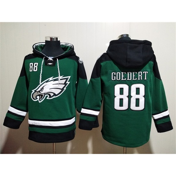 Men's Philadelphia Eagles #88 Dallas Goedert Green Lace-Up Pullover Hoodie