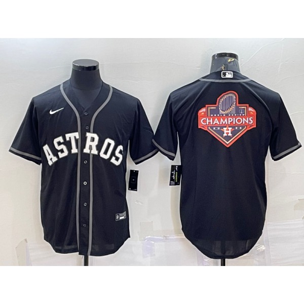 Men's Houston Astros Black Champions Big Logo Stitched MLB Cool Base Nike Jersey