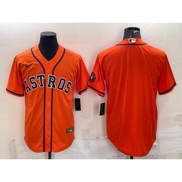 Men's Houston Astros Blank Orange With Patch Stitched MLB Cool Base Nike Jersey