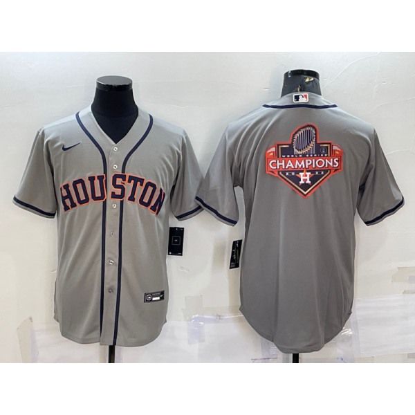Men's Houston Astros Grey Champions Big Logo Stitched MLB Cool Base Nike Jersey