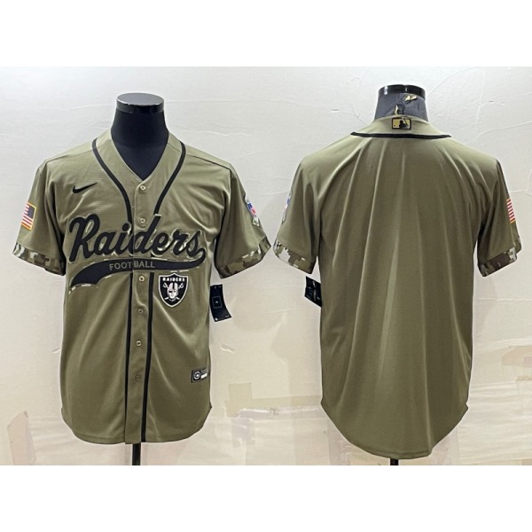 Men's Las Vegas Raiders Blank Olive Salute to Service Cool Base Stitched Baseball Jersey