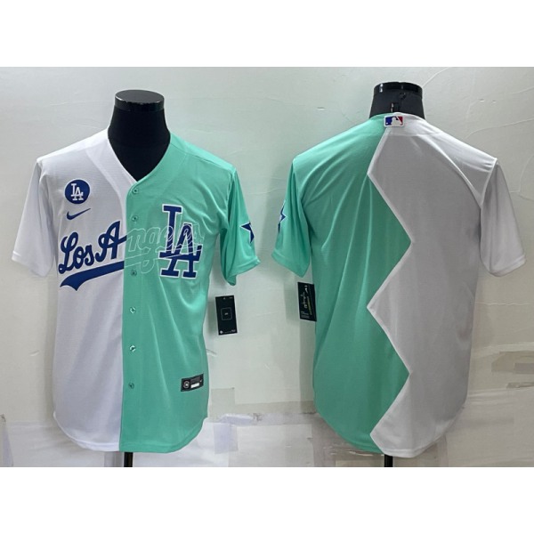 Men's Los Angeles Dodgers Blank White Green Two Tone 2022 Celebrity Softball Game Cool Base Jersey