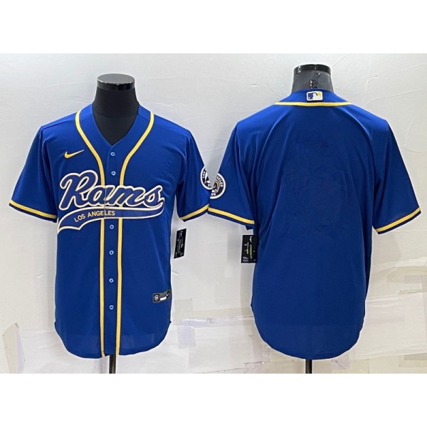 Men's Los Angeles Rams Blank Blue Stitched MLB Cool Base Nike Baseball Jersey