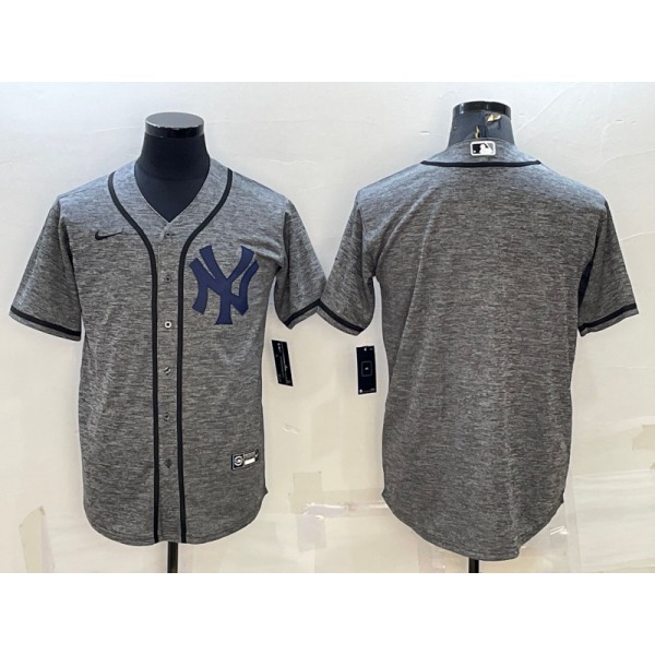 Men's New York Yankees Blank Grey Gridiron Cool Base Stitched Baseball Jersey