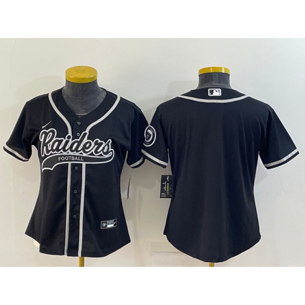 Women's Las Vegas Raiders Blank Black With Patch Cool Base Stitched Baseball Jersey
