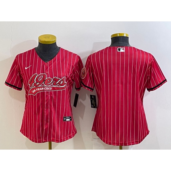 Women's San Francisco 49ers Blank Red With Patch Cool Base Stitched Baseball Jersey