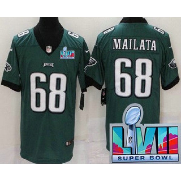 Men's Philadelphia Eagles #68 Jordan Mailata Limited Green Super Bowl LVII Vapor Jersey