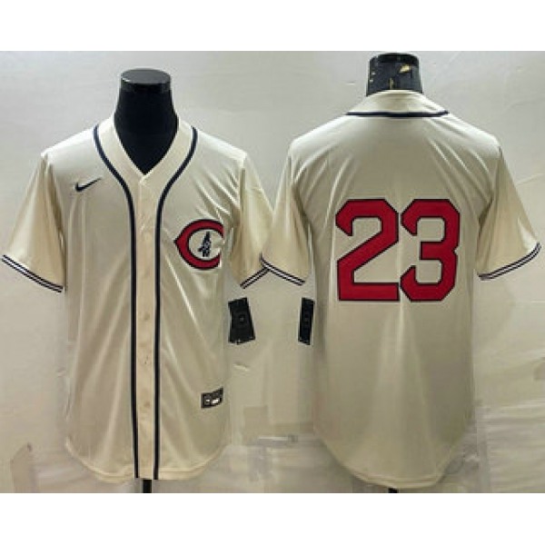 Men's Chicago Cubs #23 Ryne Sandberg 2022 Cream Field of Dreams Cool Base Stitched Baseball Jersey