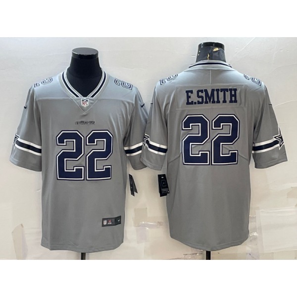 Men's Dallas Cowboys #22 Emmitt Smith Grey 2020 Inverted Legend Stitched NFL Nike Limited Jersey