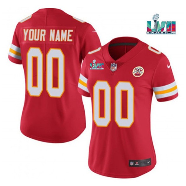 Women's Kansas City Chiefs Customized Red Super Bowl LVII Limited Stitched Jersey(Run Small