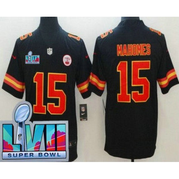 Youth Kansas City Chiefs #15 Patrick Mahomes Limited Black Super Bowl LVII Vapor Jersey