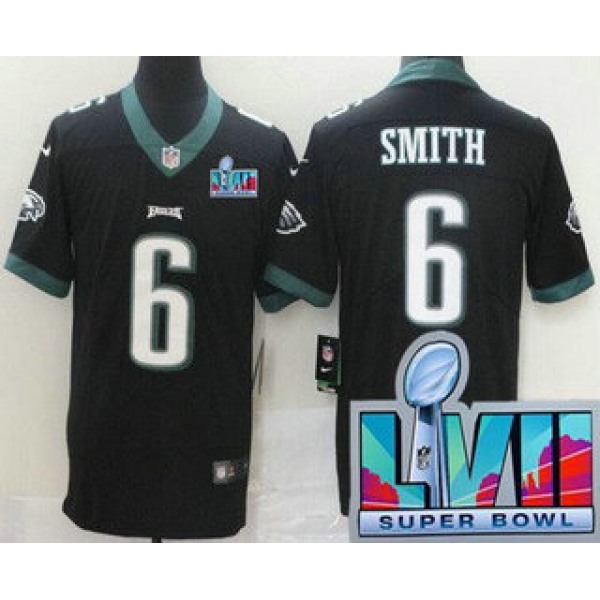 Women's Philadelphia Eagles #6 DeVonta Smith Limited Black Super Bowl LVII Vapor Jersey