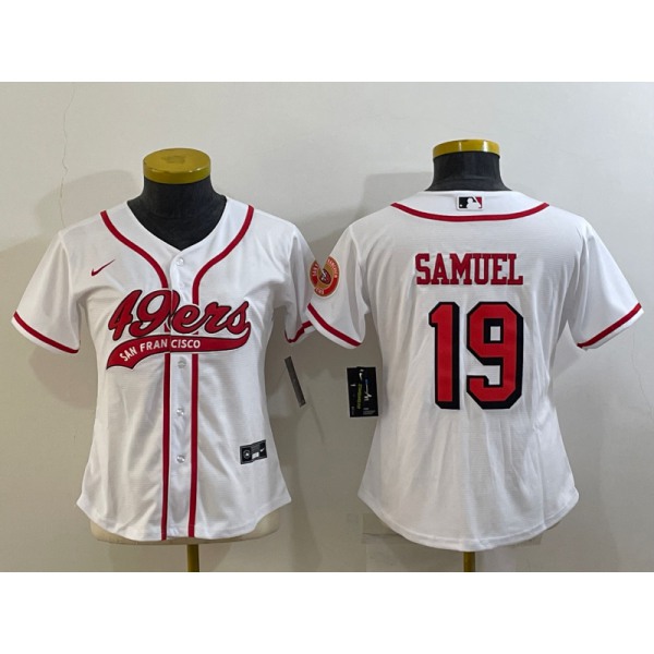 Women's San Francisco 49ers #19 Deebo Samuel White Color Rush With Patch Cool Base Stitched Baseball Jersey