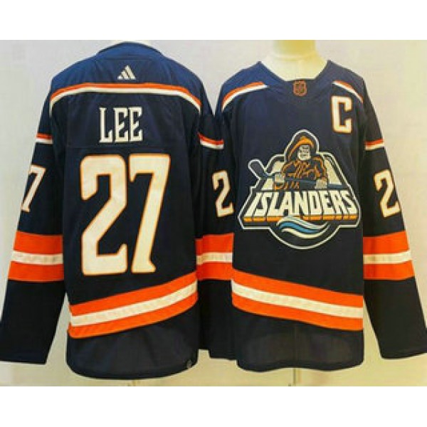 Men's New York Islanders #27 Anders Lee Blue 2022 Reverse Retro Stitched Jersey