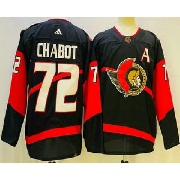 Men's Ottawa Senators #72 Thomas Chabot Black 2022 Reverse Retro Authentic Jersey